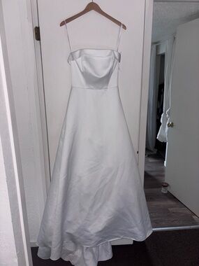 Strapless White Satin A-Line Wedding Dress
